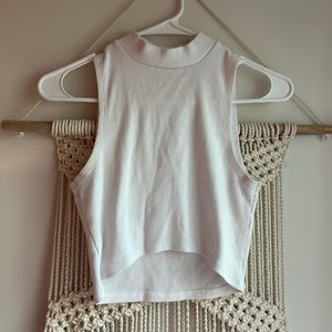 Cropped white turtle neck tank